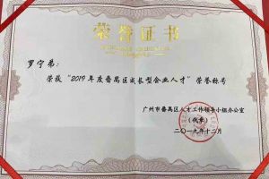 广发在线平台（中国）集团罗宁弟董事长荣获“2019年度番禺区成长型企业人才”
